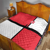Denmark Football Quilt White Grunge Line and Rune Inspired Sporty Style