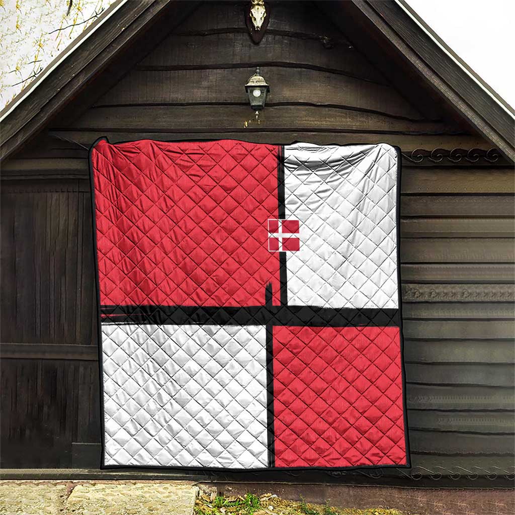 Denmark Football Quilt White Grunge Line and Rune Inspired Sporty Style