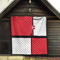 Denmark Football Quilt White Grunge Line and Rune Inspired Sporty Style