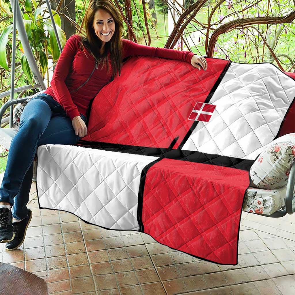 Denmark Football Quilt White Grunge Line and Rune Inspired Sporty Style