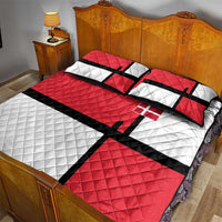 Denmark Football Quilt Bed Set White Grunge Line and Rune Inspired Sporty Style