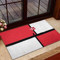 Denmark Football Rubber Doormat White Grunge Line and Rune Inspired Sporty Style