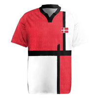 Custom Denmark Football Rugby Jersey White Grunge Line and Rune Inspired Sporty Style