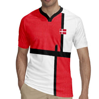 Custom Denmark Football Rugby Jersey White Grunge Line and Rune Inspired Sporty Style