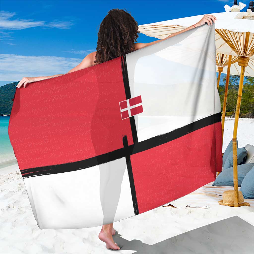 Denmark Football Sarong White Grunge Line and Rune Inspired Sporty Style
