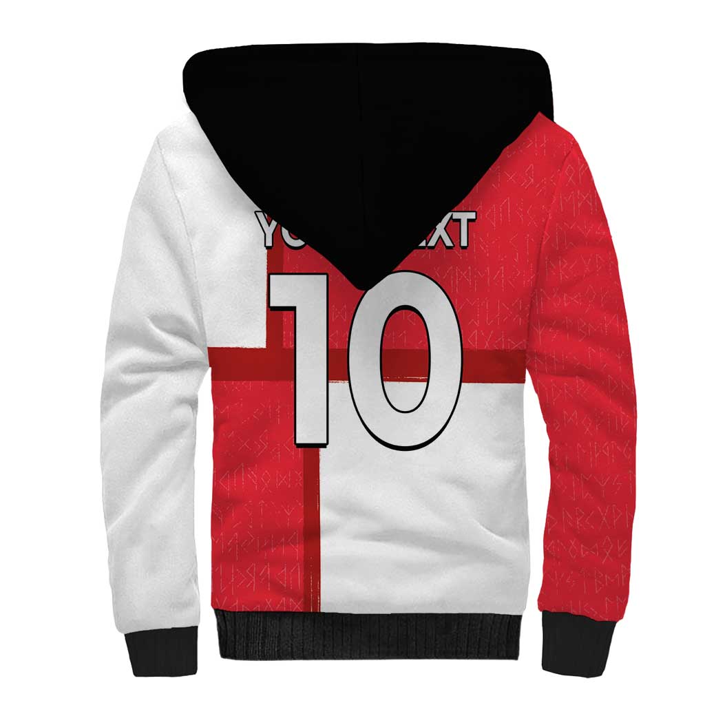Custom Denmark Football Sherpa Hoodie White Grunge Line and Rune Inspired Sporty Style