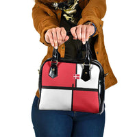 Denmark Football Shoulder Handbag White Grunge Line and Rune Inspired Sporty Style