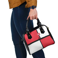 Denmark Football Shoulder Handbag White Grunge Line and Rune Inspired Sporty Style