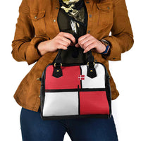 Denmark Football Shoulder Handbag White Grunge Line and Rune Inspired Sporty Style