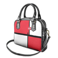 Denmark Football Shoulder Handbag White Grunge Line and Rune Inspired Sporty Style