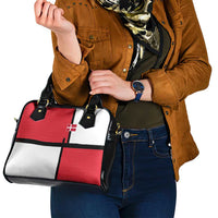 Denmark Football Shoulder Handbag White Grunge Line and Rune Inspired Sporty Style