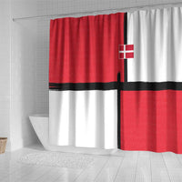 Denmark Football Shower Curtain White Grunge Line and Rune Inspired Sporty Style