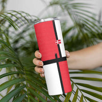 Custom Denmark Football Skinny Tumbler White Grunge Line and Rune Inspired Sporty Style