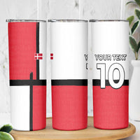 Custom Denmark Football Skinny Tumbler White Grunge Line and Rune Inspired Sporty Style