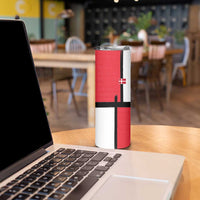 Custom Denmark Football Skinny Tumbler White Grunge Line and Rune Inspired Sporty Style
