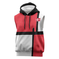 Custom Denmark Football Sleeveless Hoodie White Grunge Line and Rune Inspired Sporty Style