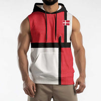 Custom Denmark Football Sleeveless Hoodie White Grunge Line and Rune Inspired Sporty Style