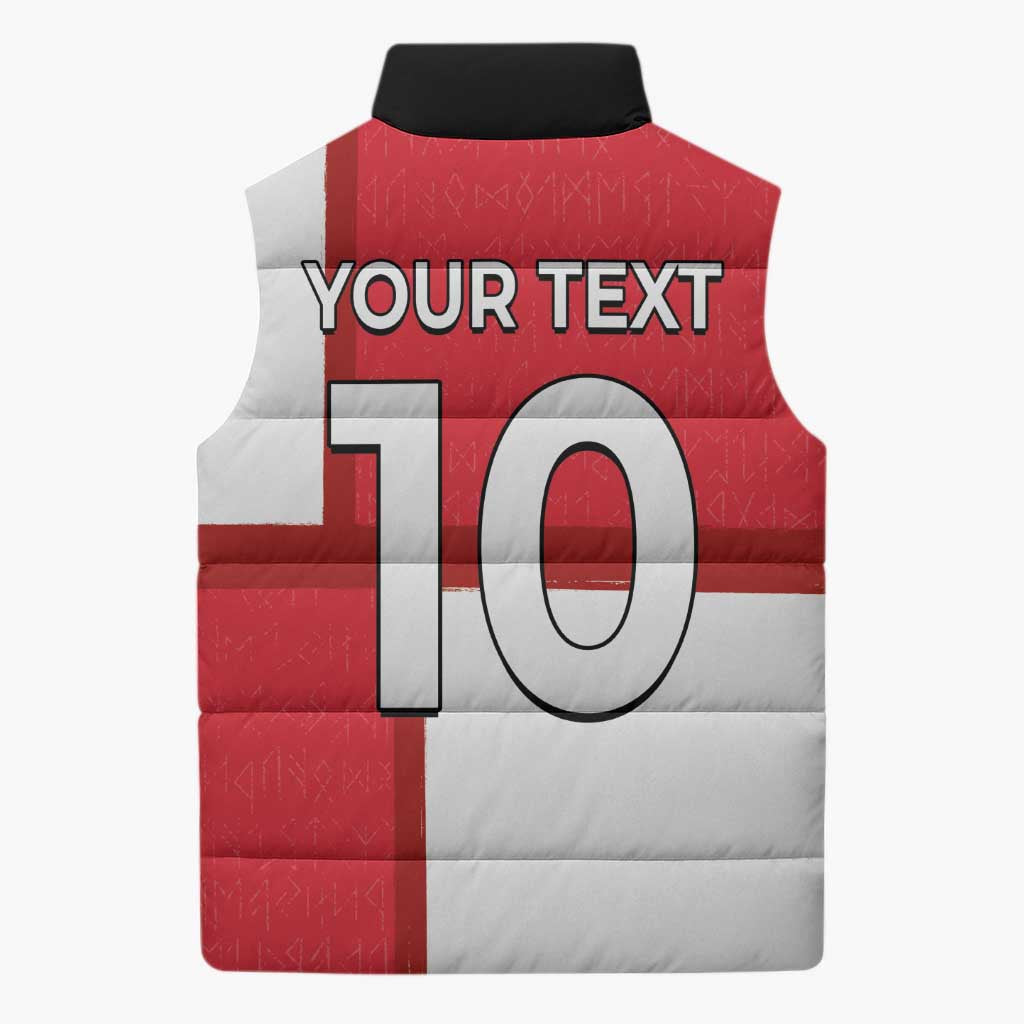 Custom Denmark Football Sleeveless Puffer Jacket White Grunge Line and Rune Inspired Sporty Style