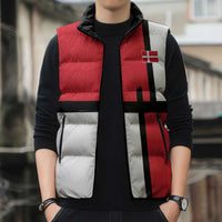 Custom Denmark Football Sleeveless Puffer Jacket White Grunge Line and Rune Inspired Sporty Style