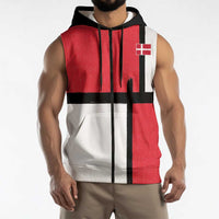 Custom Denmark Football Sleeveless Zip Hoodie White Grunge Line and Rune Inspired Sporty Style