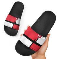 Denmark Football Slide Sandals White Grunge Line and Rune Inspired Sporty Style