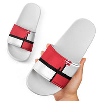 Denmark Football Slide Sandals White Grunge Line and Rune Inspired Sporty Style