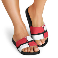 Denmark Football Slide Sandals White Grunge Line and Rune Inspired Sporty Style