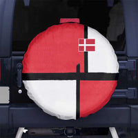 Denmark Football Spare Tire Cover White Grunge Line and Rune Inspired Sporty Style