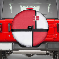 Denmark Football Spare Tire Cover White Grunge Line and Rune Inspired Sporty Style
