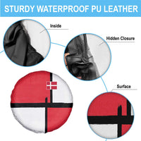 Denmark Football Spare Tire Cover White Grunge Line and Rune Inspired Sporty Style