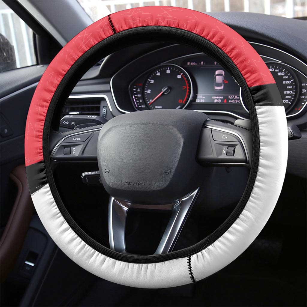 Denmark Football Steering Wheel Cover White Grunge Line and Rune Inspired Sporty Style