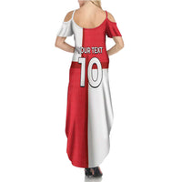Custom Denmark Football Summer Maxi Dress White Grunge Line and Rune Inspired Sporty Style