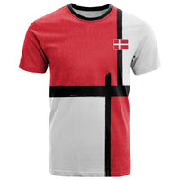 Custom Denmark Football T Shirt White Grunge Line and Rune Inspired Sporty Style