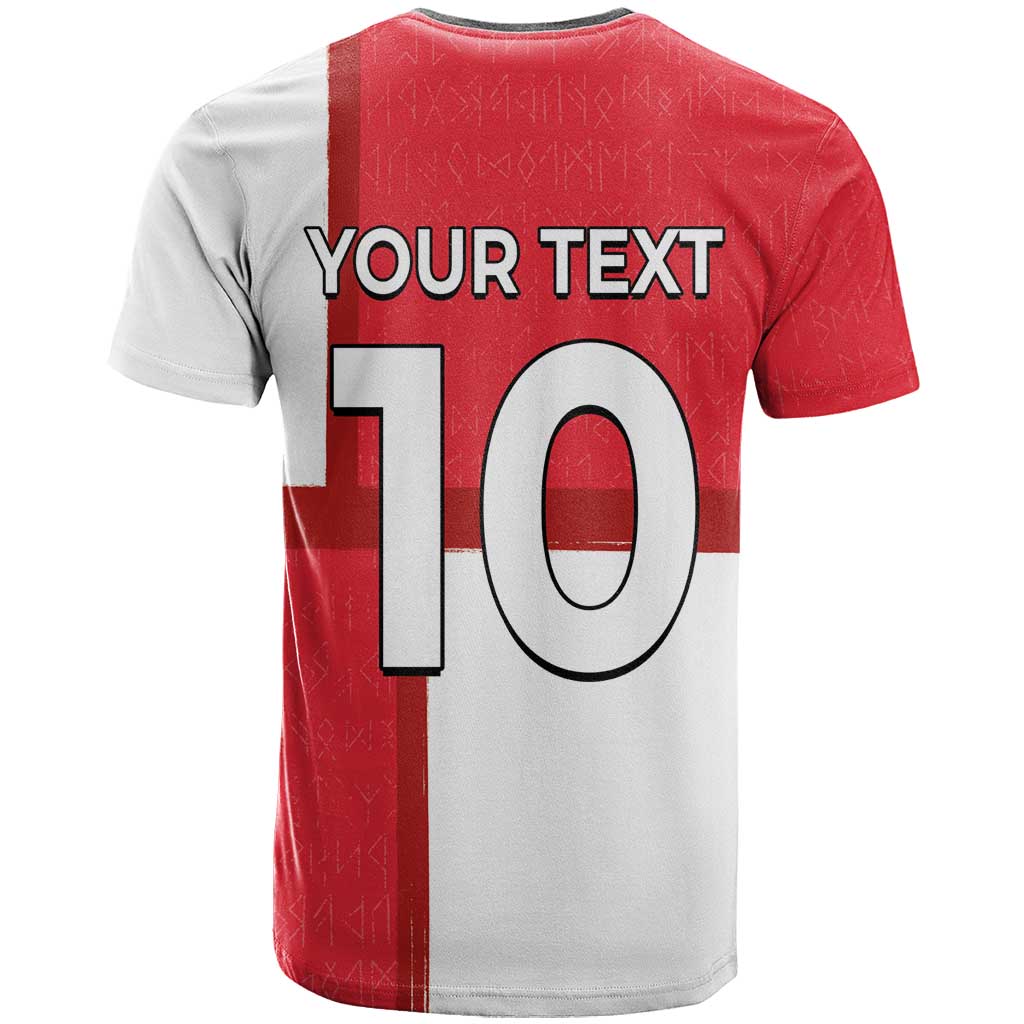 Custom Denmark Football T Shirt White Grunge Line and Rune Inspired Sporty Style