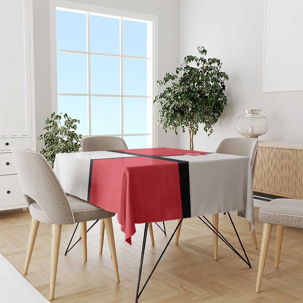 Denmark Football Tablecloth White Grunge Line and Rune Inspired Sporty Style