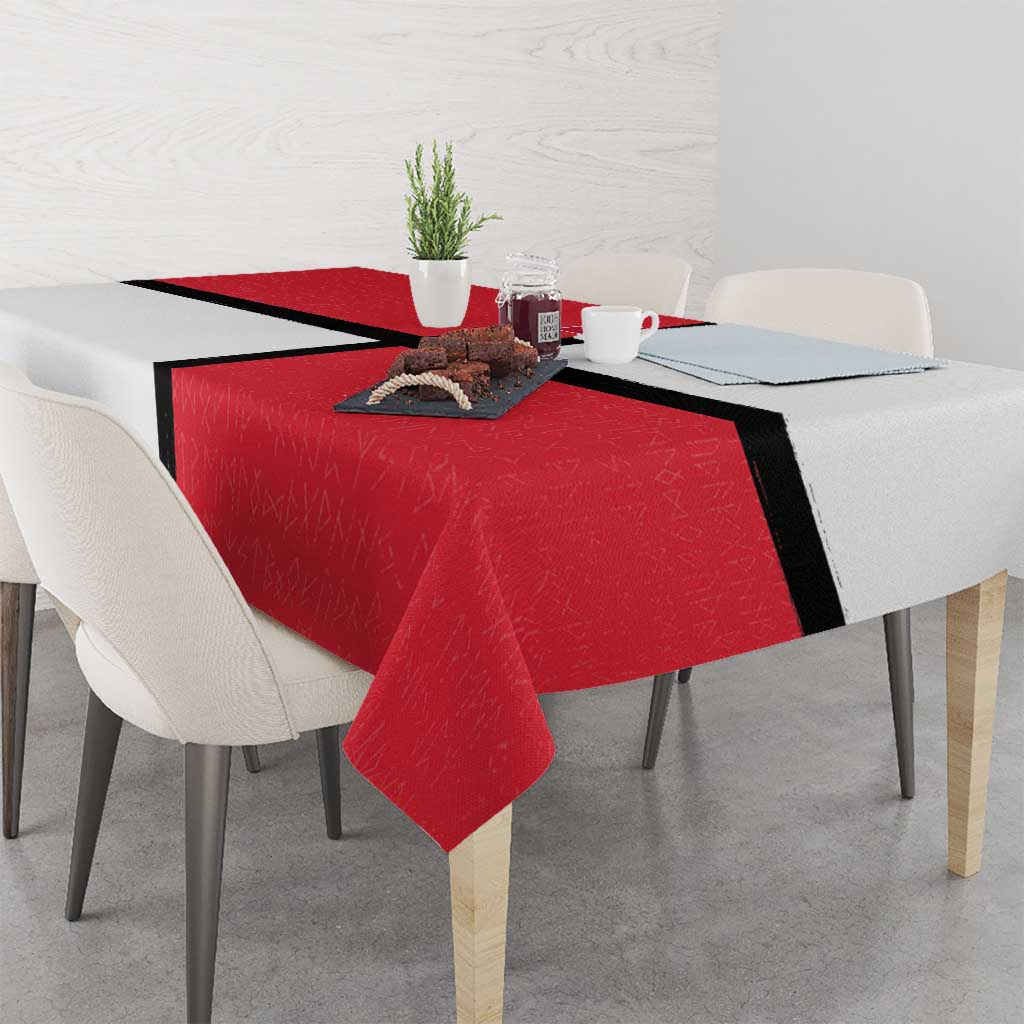 Denmark Football Tablecloth White Grunge Line and Rune Inspired Sporty Style