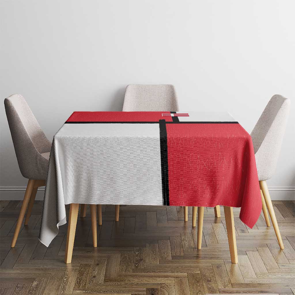Denmark Football Tablecloth White Grunge Line and Rune Inspired Sporty Style