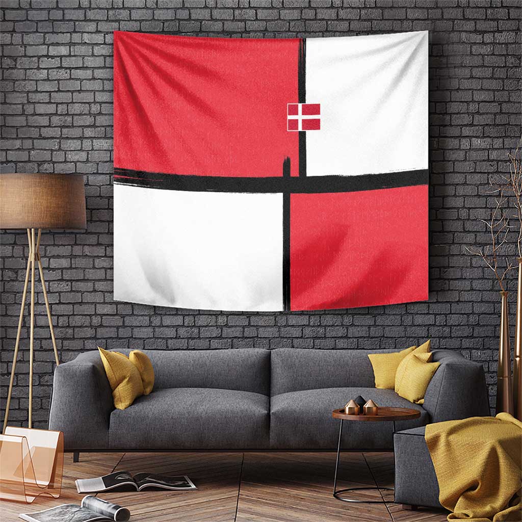 Denmark Football Tapestry White Grunge Line and Rune Inspired Sporty Style
