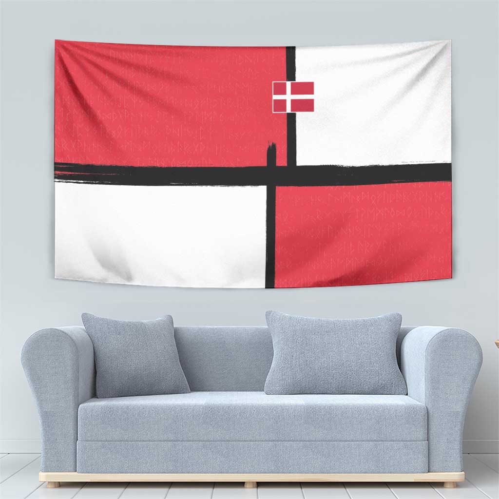 Denmark Football Tapestry White Grunge Line and Rune Inspired Sporty Style