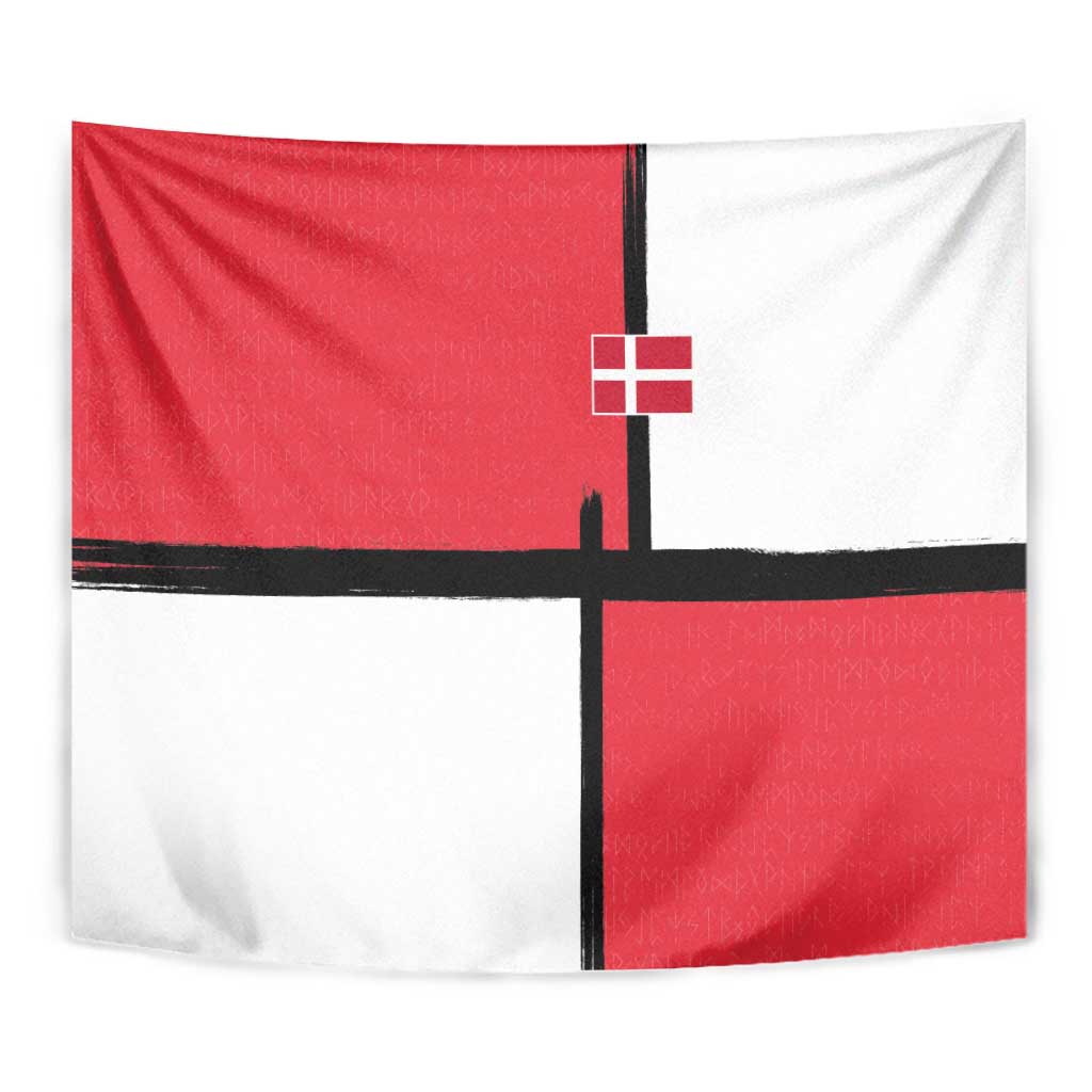 Denmark Football Tapestry White Grunge Line and Rune Inspired Sporty Style