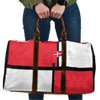 Denmark Football Travel Bag White Grunge Line and Rune Inspired Sporty Style