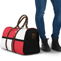 Denmark Football Travel Bag White Grunge Line and Rune Inspired Sporty Style
