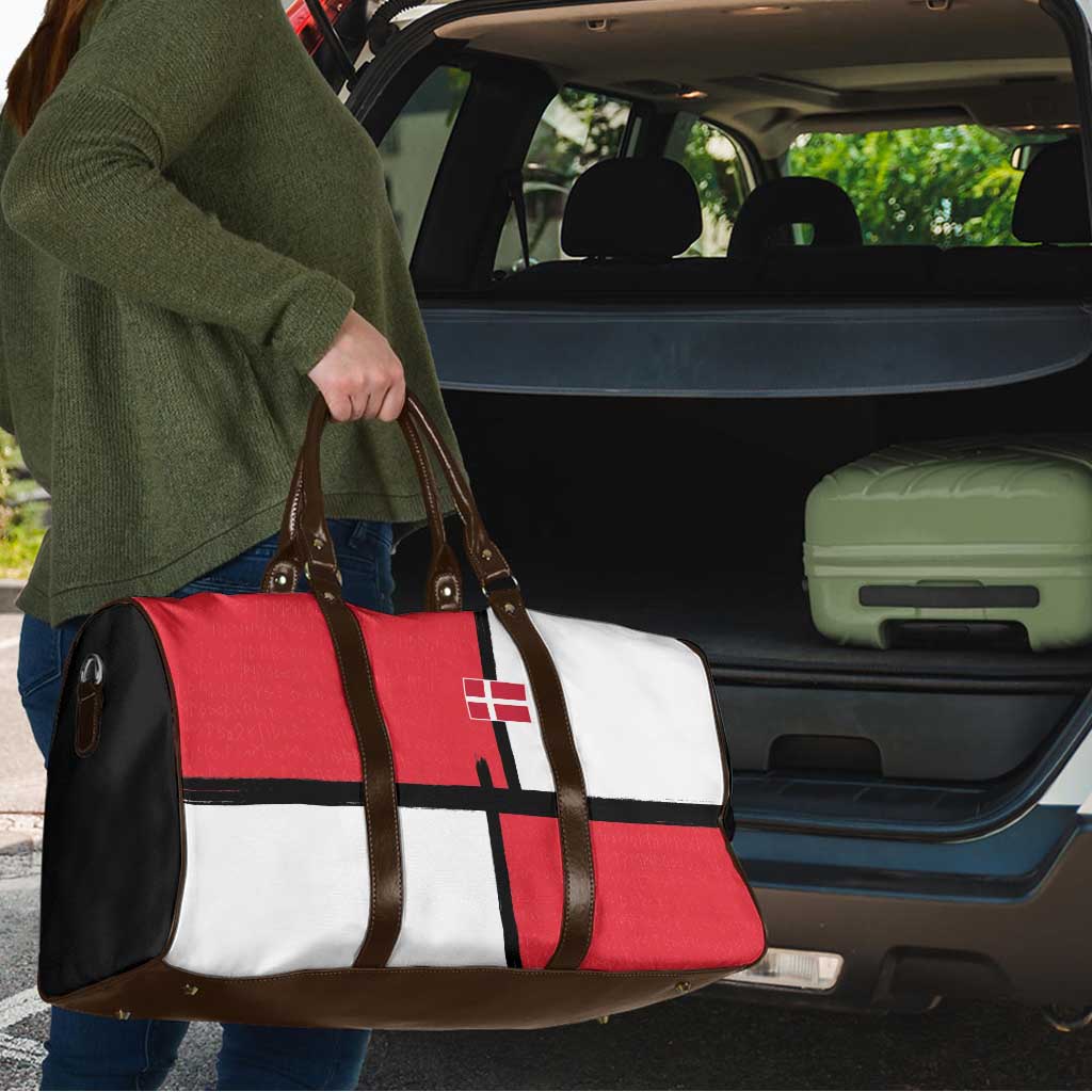 Denmark Football Travel Bag White Grunge Line and Rune Inspired Sporty Style
