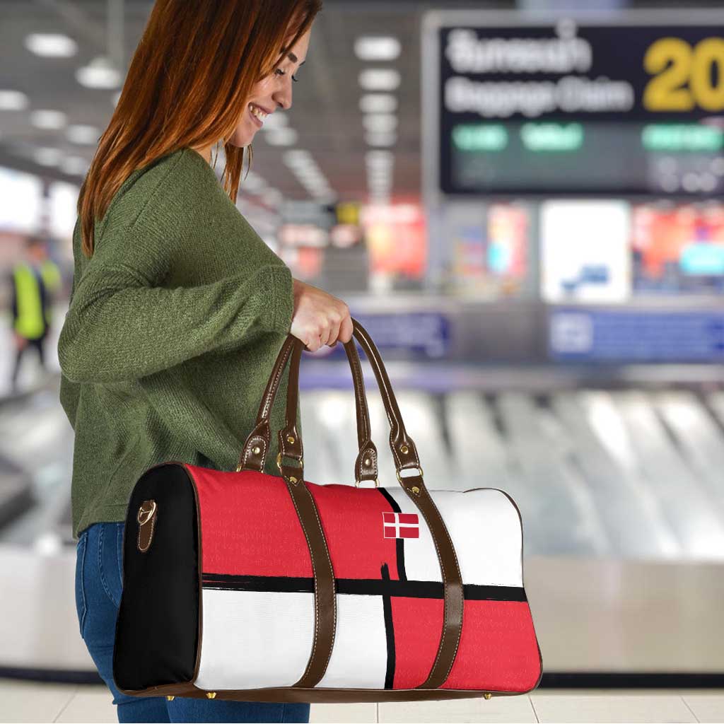 Denmark Football Travel Bag White Grunge Line and Rune Inspired Sporty Style