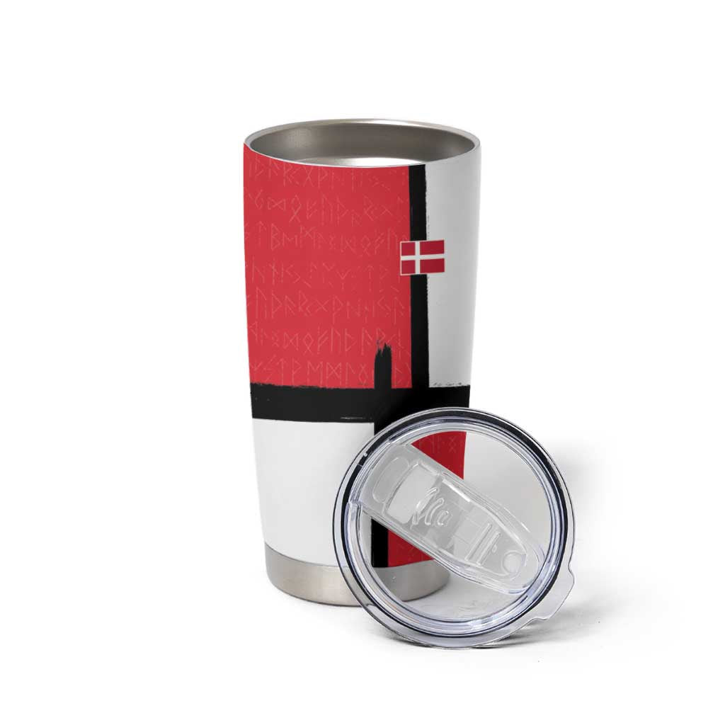Custom Denmark Football Tumbler Cup White Grunge Line and Rune Inspired Sporty Style