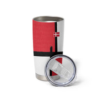Custom Denmark Football Tumbler Cup White Grunge Line and Rune Inspired Sporty Style