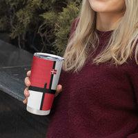 Custom Denmark Football Tumbler Cup White Grunge Line and Rune Inspired Sporty Style