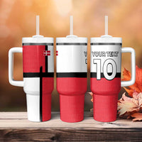 Custom Denmark Football Tumbler With Handle White Grunge Line and Rune Inspired Sporty Style