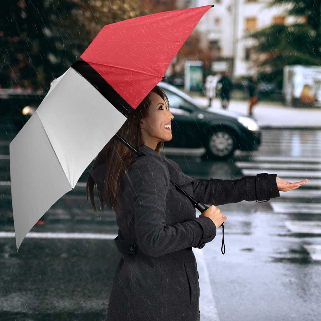 Denmark Football Umbrella White Grunge Line and Rune Inspired Sporty Style