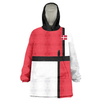 Custom Denmark Football Wearable Blanket Hoodie White Grunge Line and Rune Inspired Sporty Style